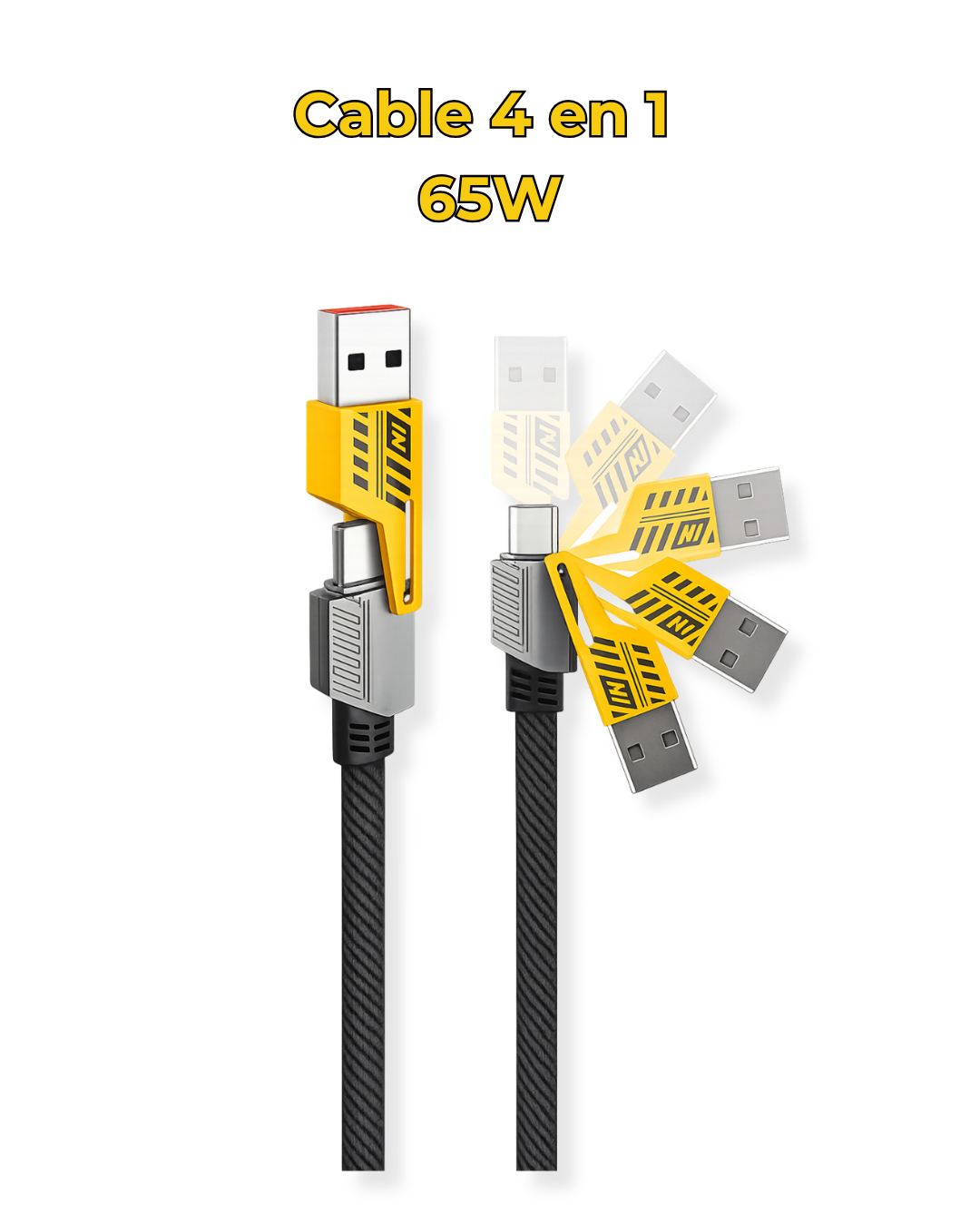 Cable 4 en 1 (tipo-C/Lightning/ USB ) iPhone y Android